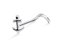 Anchor Shaped Silver Curved Nose Stud NSKB-850